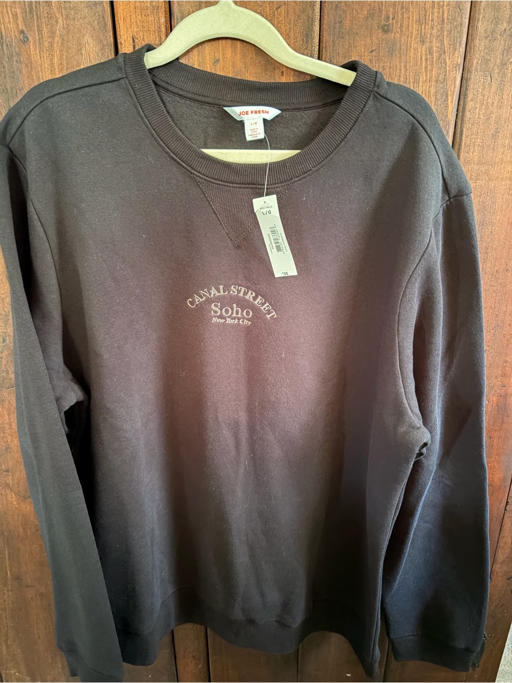 Joe Fresh Black Crewneck Sweatshirt with Red Logo